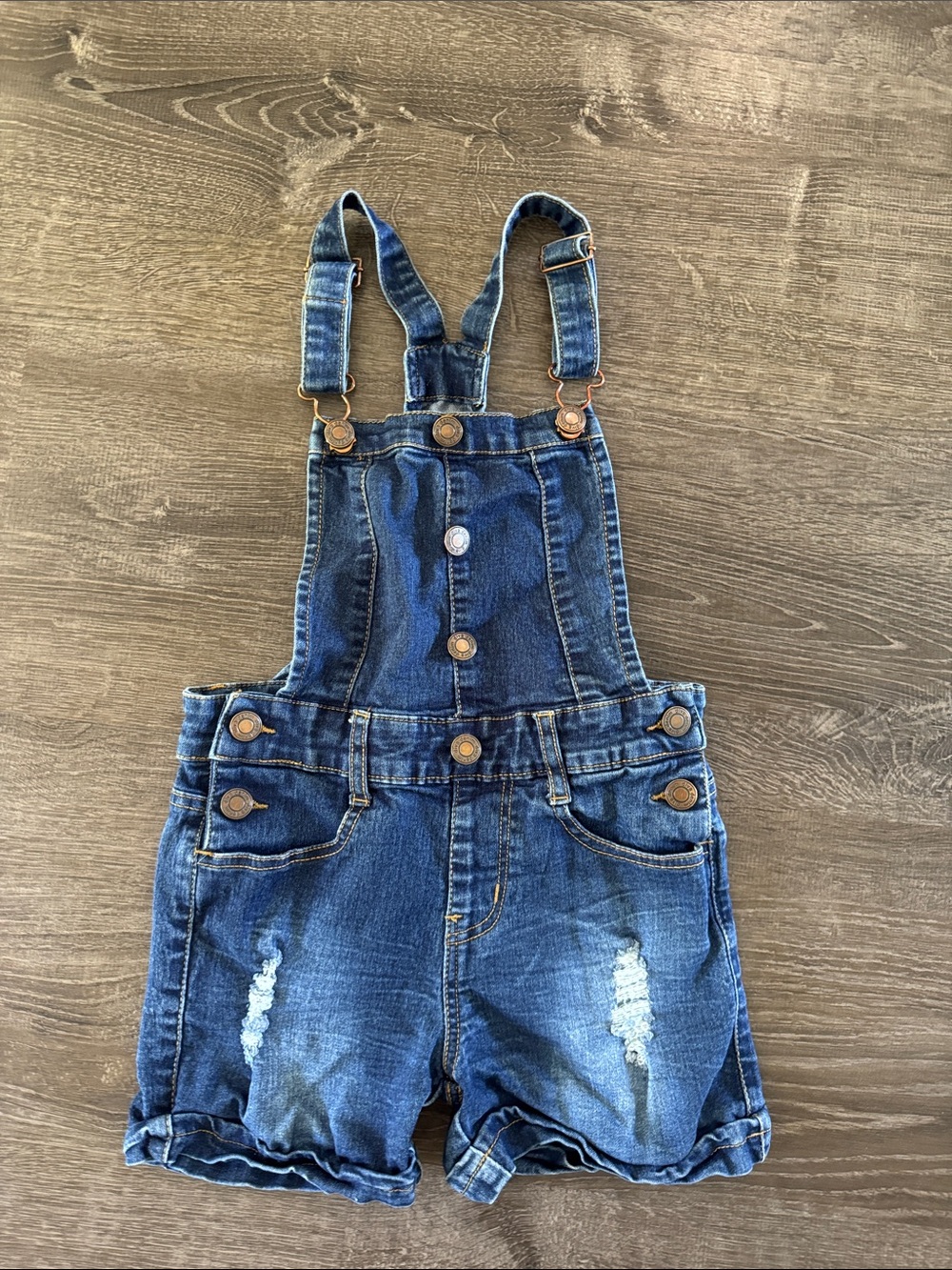 Classic Blue Denim Short Overalls for Kids